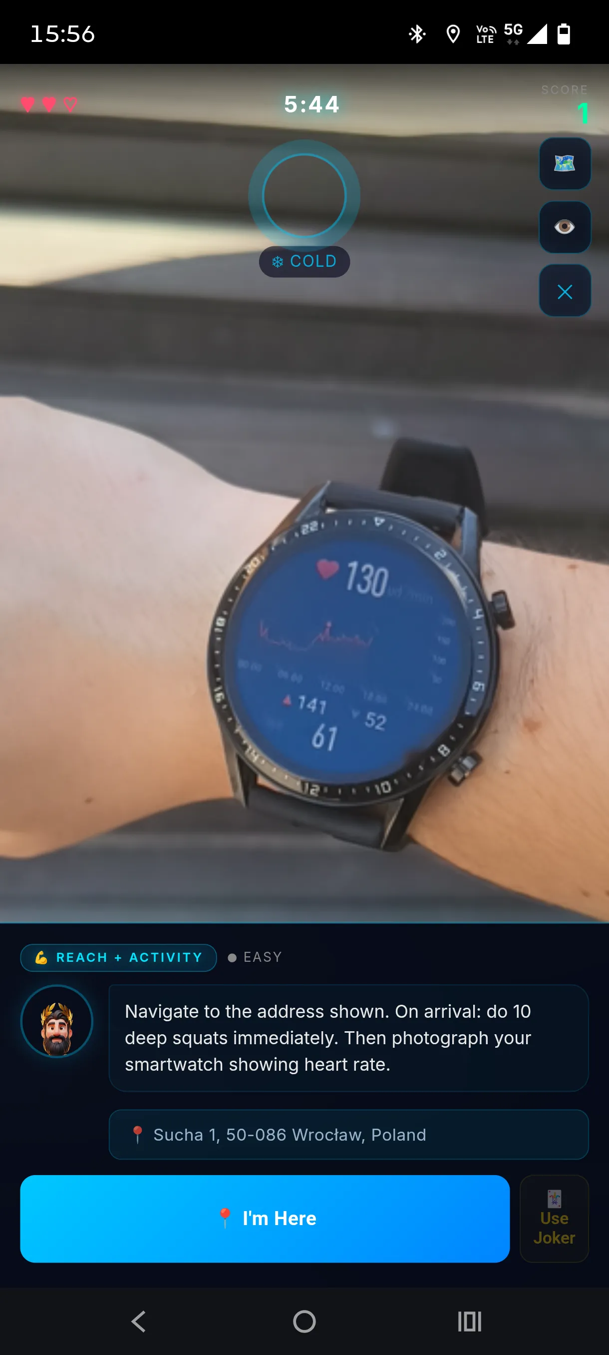 Field Mission — Reach + Activity with heart rate