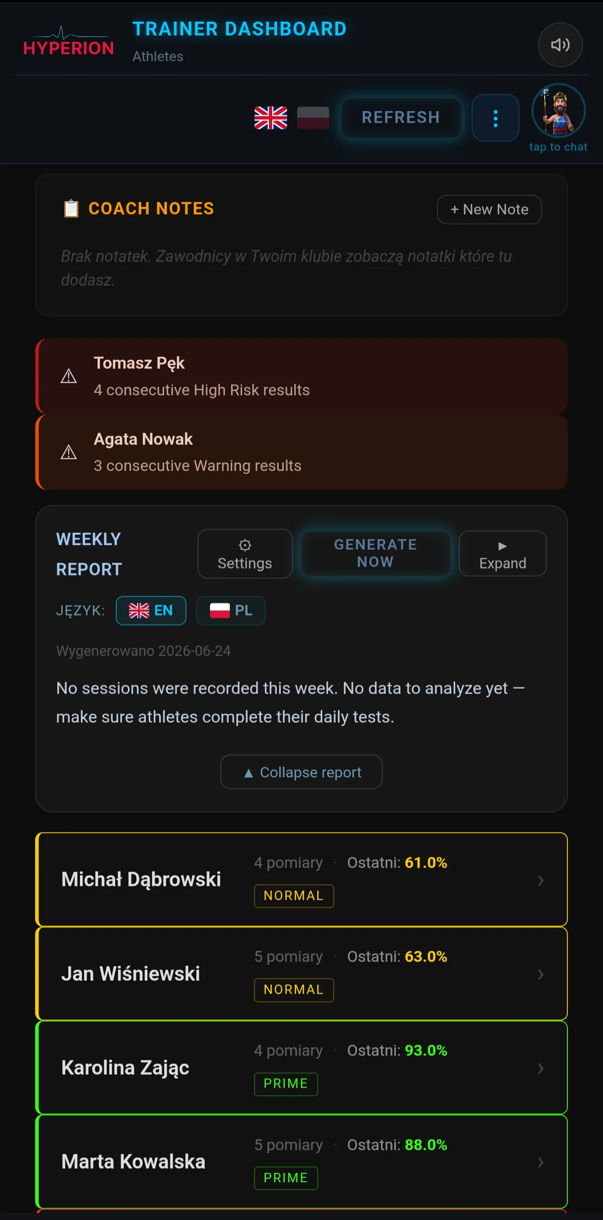 Coach Dashboard