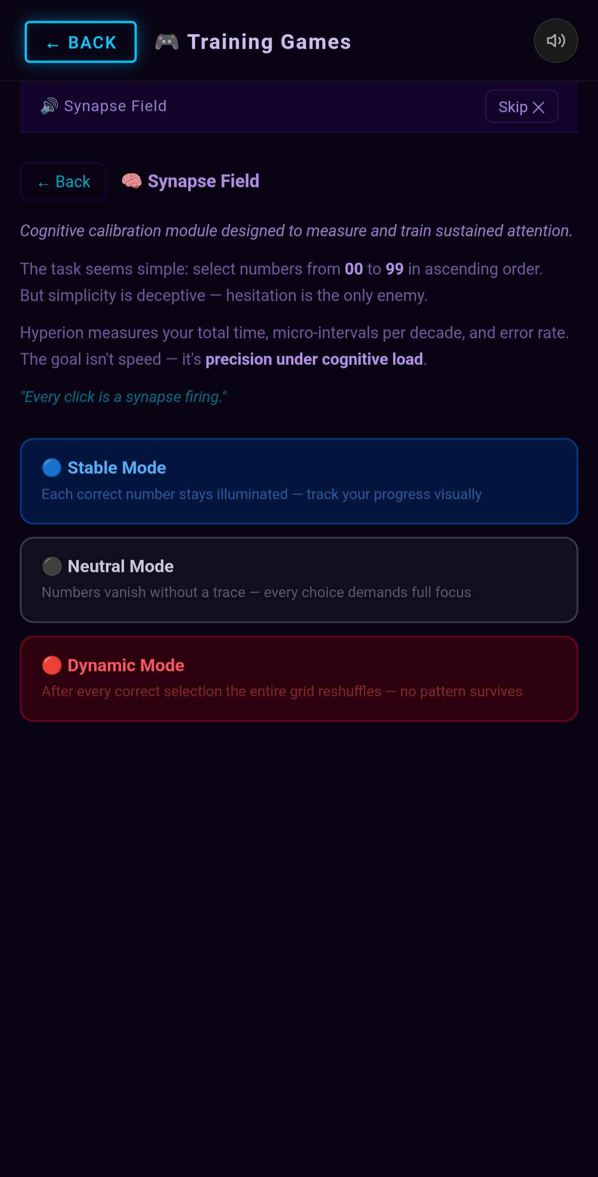 Synapse Field — Modes