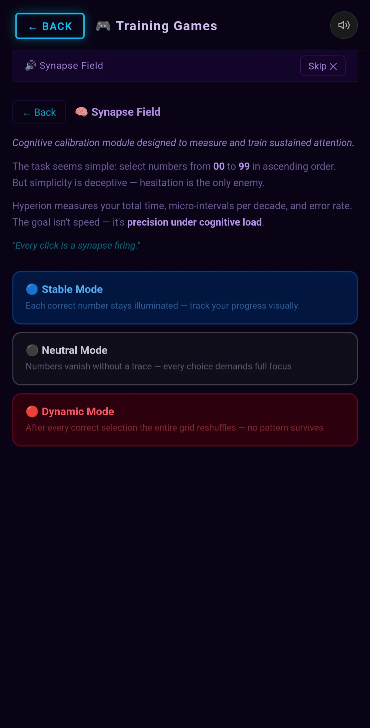 Synapse Field — Modes