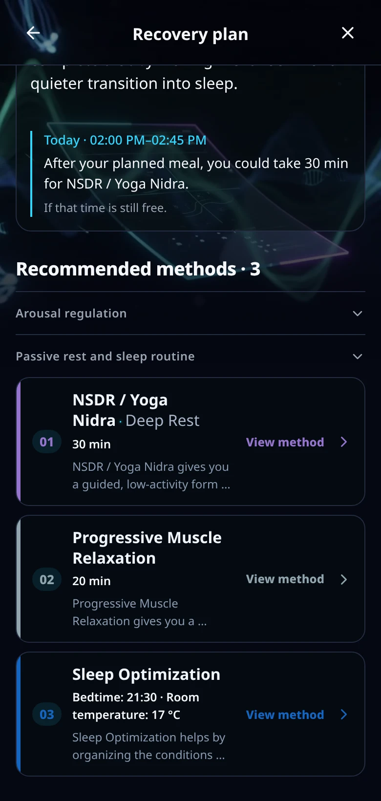 Individual recovery plan